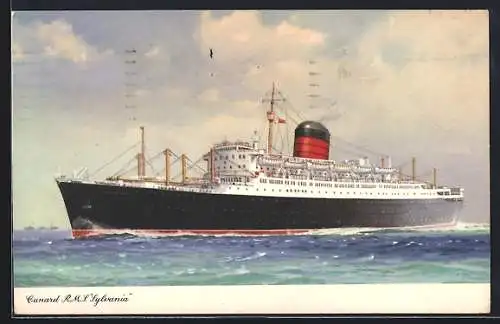 AK Passagierschiff R.M.S. Sylvania in voller Fahrt, Cunard Liner