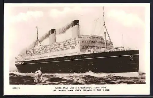AK Passagierschiff SS Homeric der White Star Line auf See