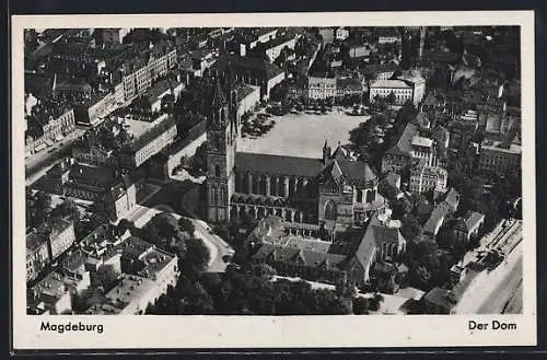 AK Magdeburg, Blick auf den Dom, Luftbild