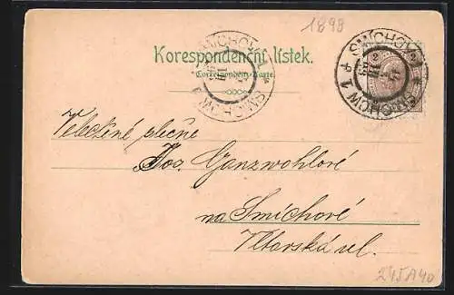 Lithographie Chlumec nad Cidlinou, Zémek, Námesti, Villa P. Kozelky