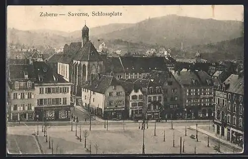 AK Zabern, Blick auf den Schlossplatz aus der Vogelschau