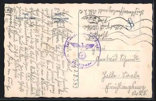 AK Prag, Altstädter Ring mit Strassenbahn