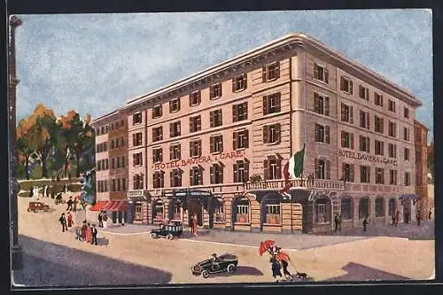 Künstler-AK Milano, Hotel Baviere et de la Gare, Rue P. Castaldi, 7