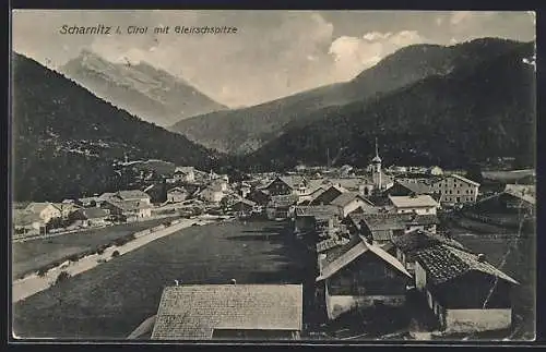 AK Scharnitz, Ortsansicht gegen Gleirschspitze