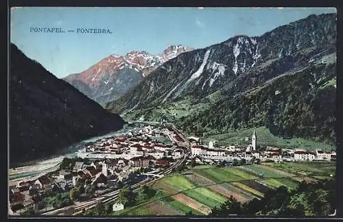AK Pontafel-Pontebba, Panorama mit Bergen