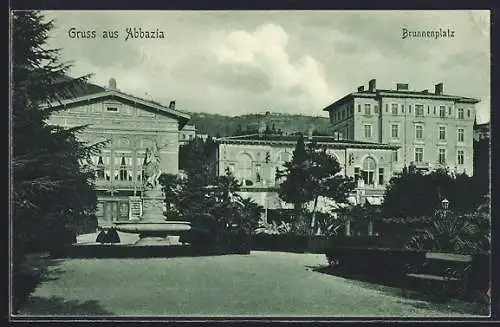 AK Abbazia, Partie am Brunnenplatz