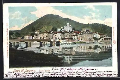 AK Ponte Tresa, Ort mit Brücke, um 1900