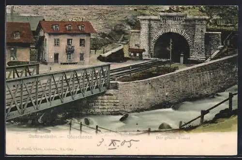 AK Goeschenen, Tunnel der Gotthardbahn