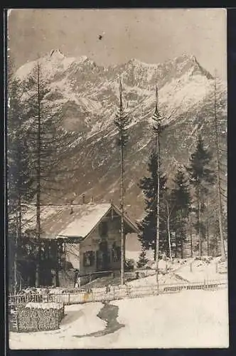 AK Schwaz, Gasthaus Rodelhütte Grafenast v. Toni Unterlechner im Winter