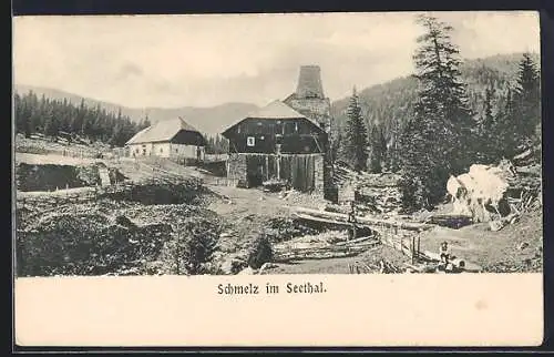 AK Judenburg, Schmelz im Seethal, Ortsansicht gegen die Berge