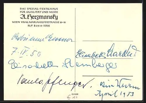 AK Wien, Modekaufhaus A. Herzmansky, Mariahilferstrasse 26-30