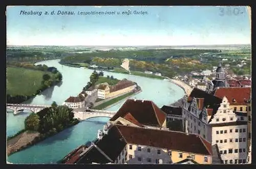 AK Neuburg a.d. Donau, Leopoldinen-Insel u. engl. Garten