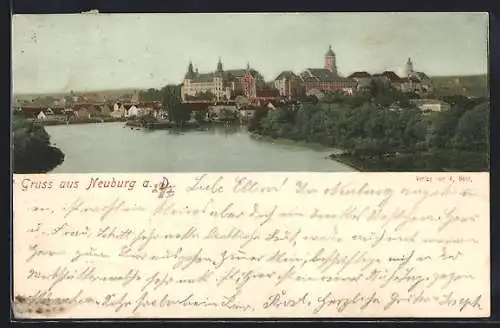 AK Neuburg a. D., Ortsansicht vom Fluss aus