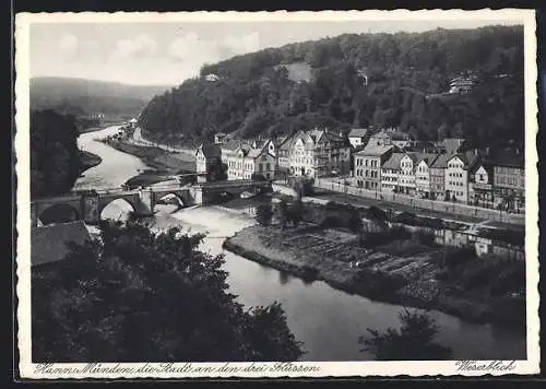 AK Hann. Münden, Ortsansicht mit Weserpartie