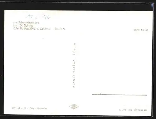 AK Buckow /Märk. Schweiz, Restaurant Fischerkehle am Schermützelsee, Inh. D. Schultz