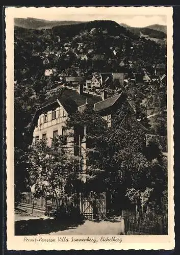 AK Eichelberg / Heilbronn, Pension Villa Sonnenberg und Ortsansicht aus der Vogelschau