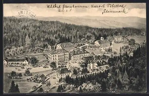 Künstler-AK Graz, Tobelbad aus der Vogelschau