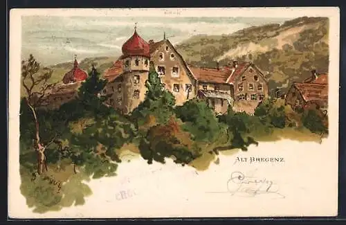 Künstler-AK Carl Biese: Alt-Bregenz, Ortsansicht