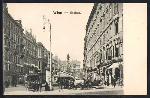 AK Wien, Graben, Pferdekutschen in der Stadt