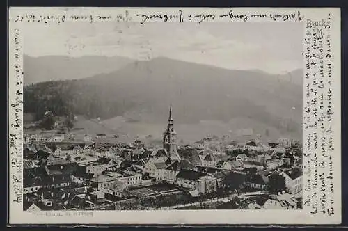 AK Bruck an der Mur, Teilansicht aus der Vogelschau