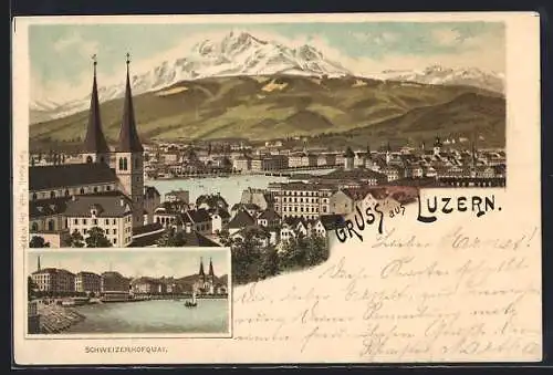Lithographie Luzern, Panorama & Schweizerhofquai