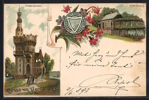 Lithographie Wien, Schutzhaus am Hermanskogel, Habsburgwarte