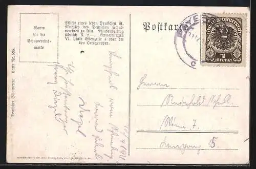 Künstler-AK Rudolf Schmidt, Deutscher Schulverein Nr. 595: Schneeberg von der Pfennigwiese