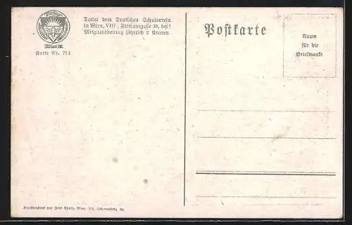 AK Deutscher Schulverein Nr. 714: Göpfing a. d. Mariazellerbahn, Bahnhof gegen Ötscher