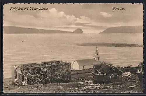 AK Kirkjubo /Foroyar, Ruine und Kirche