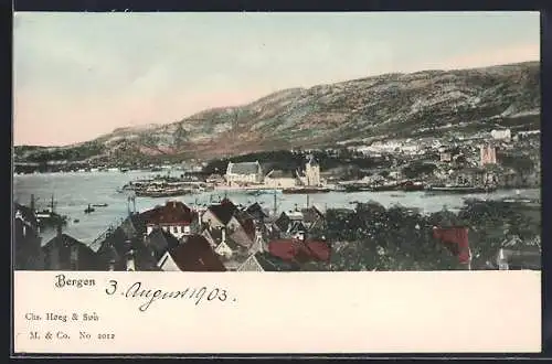 AK Bergen, Teilansicht mit Küstenlandschaft