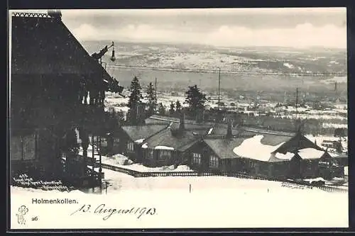 AK Holmenkollen, Ortansicht im Schnee