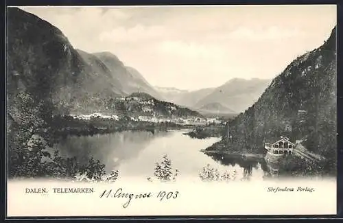 AK Dalen /Telemarken, Blick über Ort und Fjord