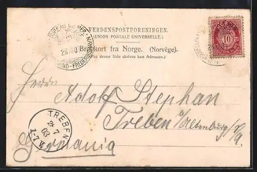 AK Kristianssand, Parkanlage mit Springbrunnen und Passanten