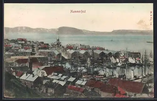 AK Hammerfest, Ortsansicht mit Bergen