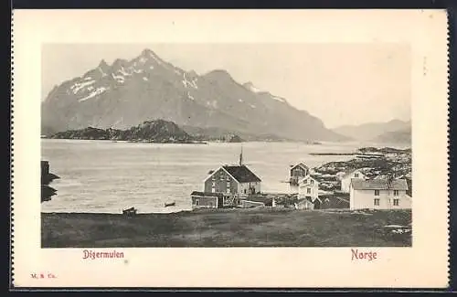 AK Digermulen, Ortsansicht mit Berglandschaft