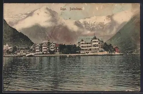 AK Balholmen /Sogn, Ortsansicht mit Anleger