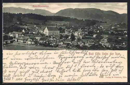 AK Bad Tölz, Teilansicht links der Isar mit Benediktenwand