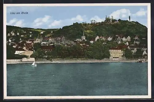 AK Linz am Rhein, Ortsansicht mit Flusspartie