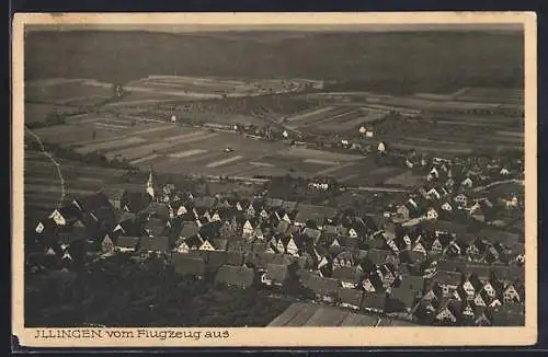 AK Illingen / Württ., Ortansicht vom Flugzeug aus