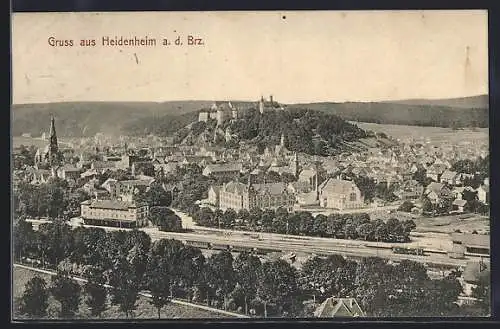 AK Heidenheim a. d. Brz., Ortsansicht mit Bahnhof