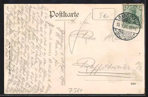 AK Gaggenau /Murgtal, L. Zeppelin 6 über der Ortschaft