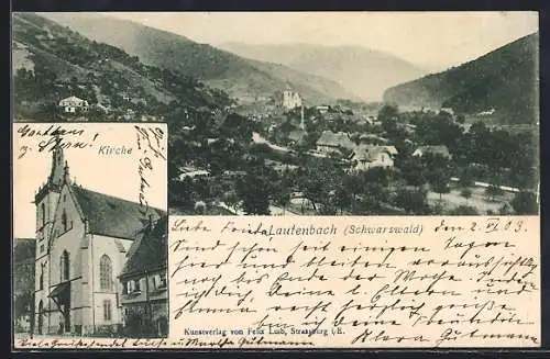 AK Lautenbach /Schwarzwald, Ortsansicht mit Kirche