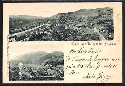 AK Lautenbach /Renchtal, Ortsansicht mit Fluss