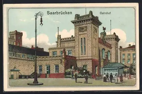 AK Saarbrücken, Partie vor dem Bahnhof