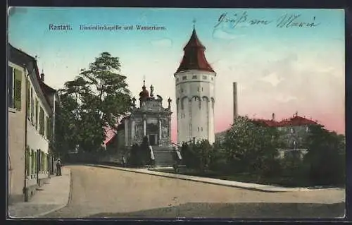 AK Rastatt, Einsiedlerkapelle und Wasserturm