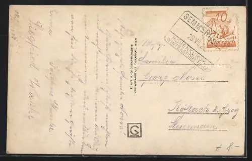 AK Semmering, Palage Sanatorium mit Schneeberg und Rax