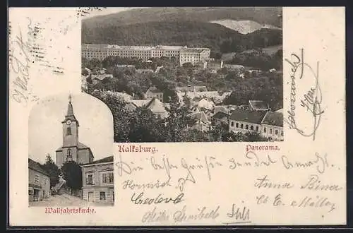 AK Kalksburg, Wallfahrtskirche und Panorama