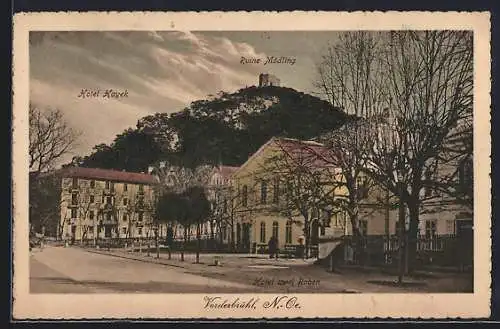 AK Vorderbrühl, Hotel Hayek, Ruine Mödling