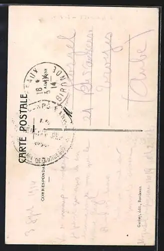 AK Bordeaux, La Poste et la rue animée devant l`édifice