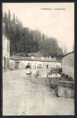 AK Floirac, Abreuvoir animé avec personnages au bord de l`eau